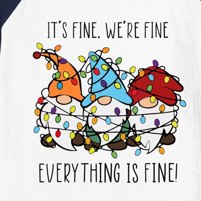 ItS Fine WeRe Fine Everything Is Fine Gnomes Teacher Xmas Cool Gift Baseball Sleeve Shirt