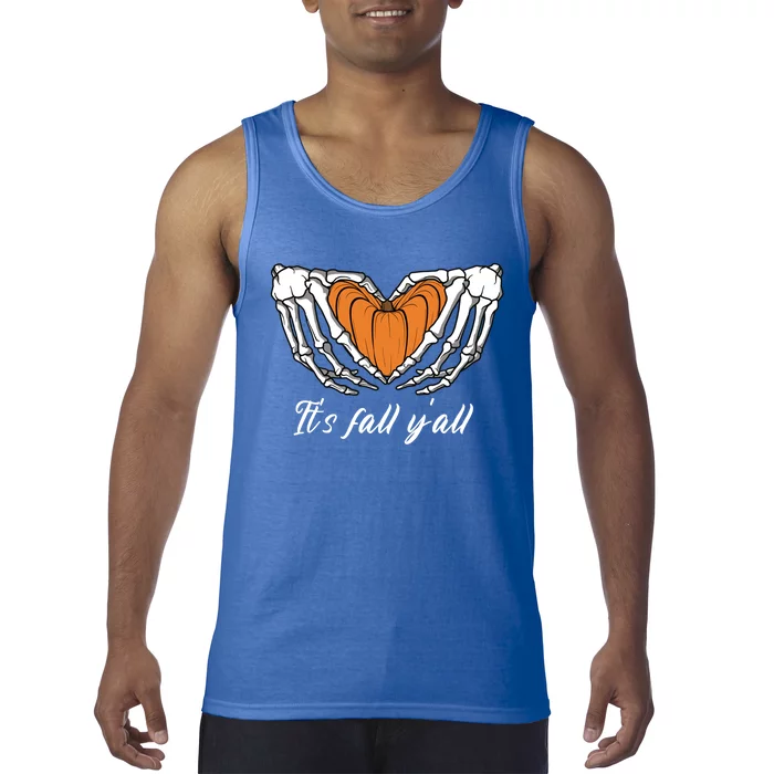 Its Fall Yall Skeleton Hand Pumpkin Heart Halloween Gift Tank Top