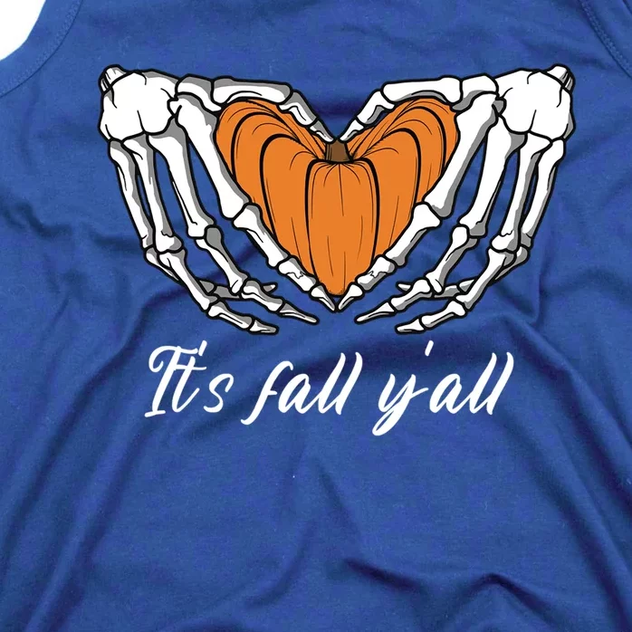 Its Fall Yall Skeleton Hand Pumpkin Heart Halloween Gift Tank Top