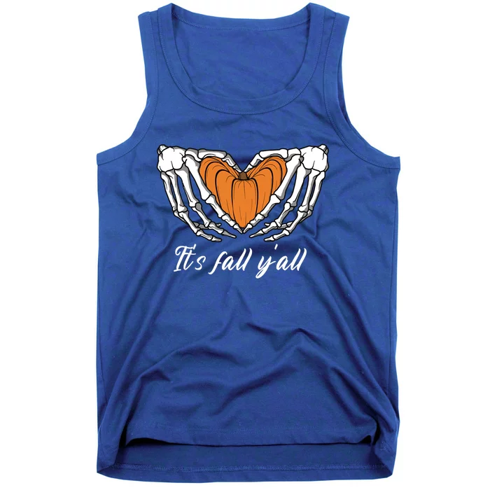 Its Fall Yall Skeleton Hand Pumpkin Heart Halloween Gift Tank Top