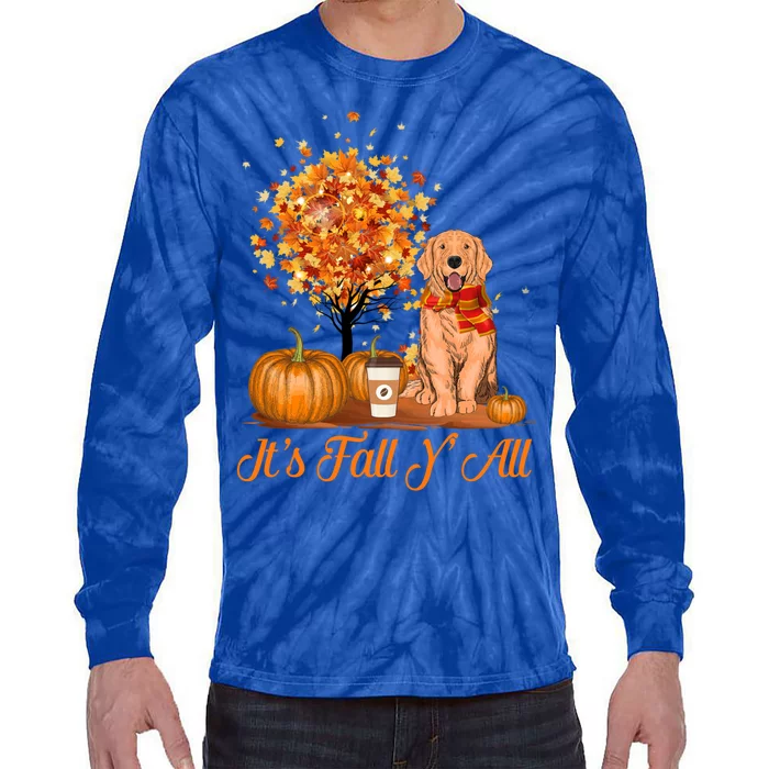 It's Fall Y'all Golden Retriever Dog Halloween Thanksgiving Cool Gift Tie-Dye Long Sleeve Shirt