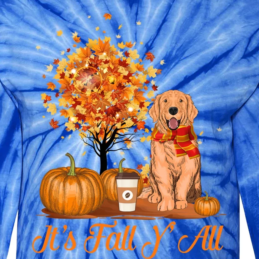 It's Fall Y'all Golden Retriever Dog Halloween Thanksgiving Cool Gift Tie-Dye Long Sleeve Shirt