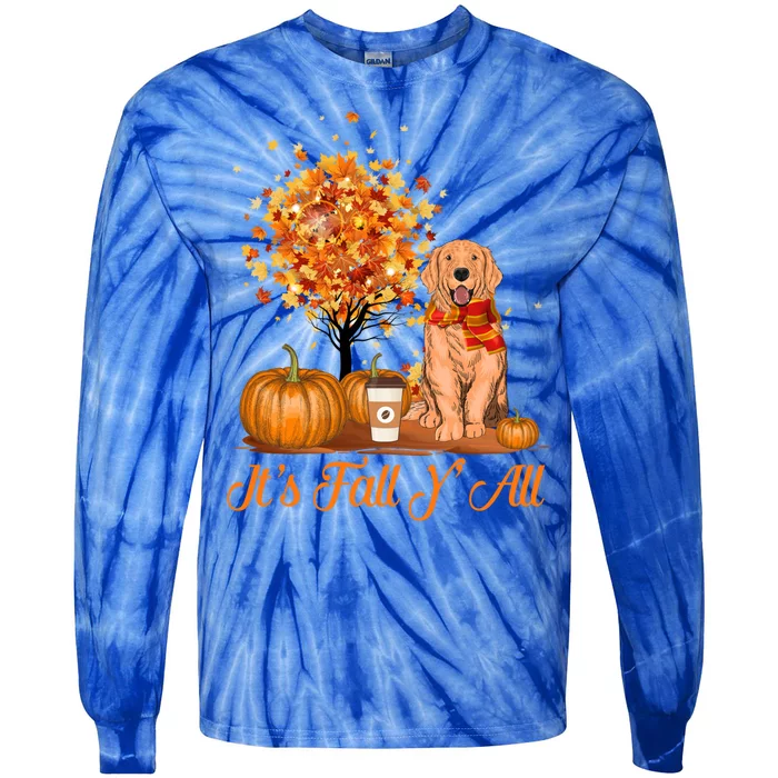 It's Fall Y'all Golden Retriever Dog Halloween Thanksgiving Cool Gift Tie-Dye Long Sleeve Shirt