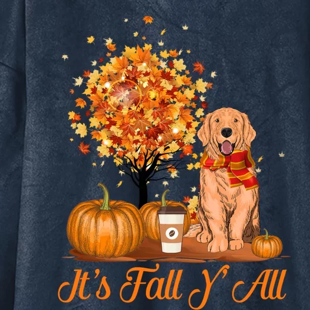 It's Fall Y'all Golden Retriever Dog Halloween Thanksgiving Cool Gift Hooded Wearable Blanket