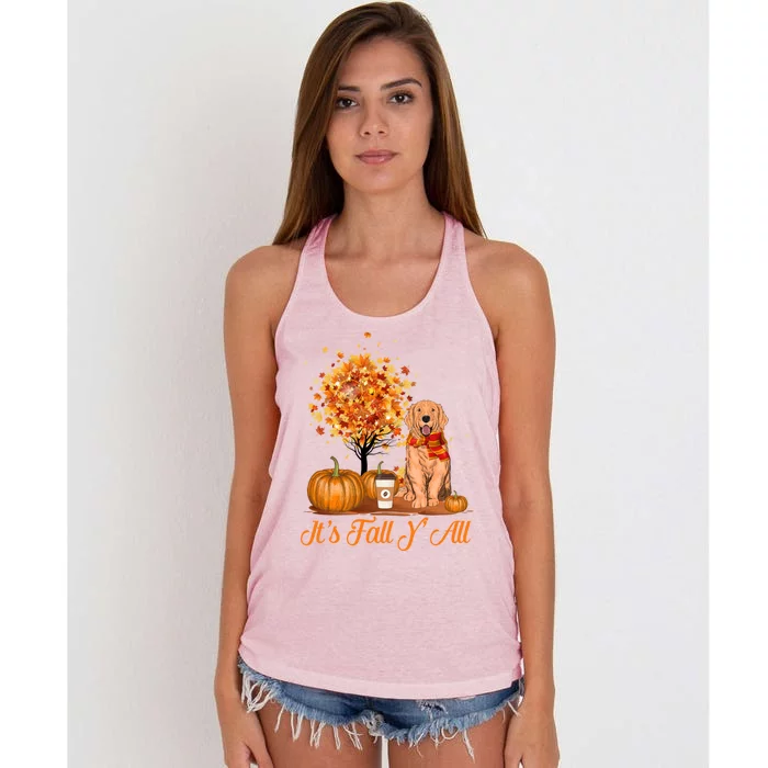 It's Fall Y'all Golden Retriever Dog Halloween Thanksgiving Cool Gift Women's Knotted Racerback Tank