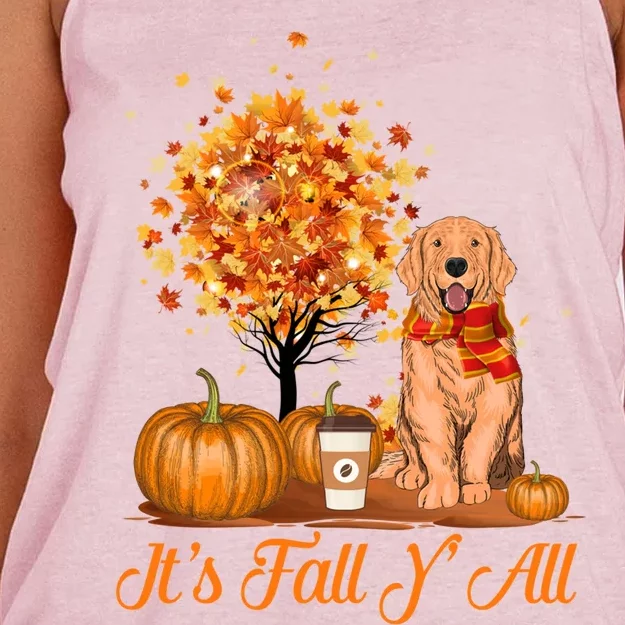 It's Fall Y'all Golden Retriever Dog Halloween Thanksgiving Cool Gift Women's Knotted Racerback Tank