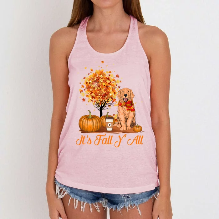 It's Fall Y'all Golden Retriever Dog Halloween Thanksgiving Cool Gift Women's Knotted Racerback Tank