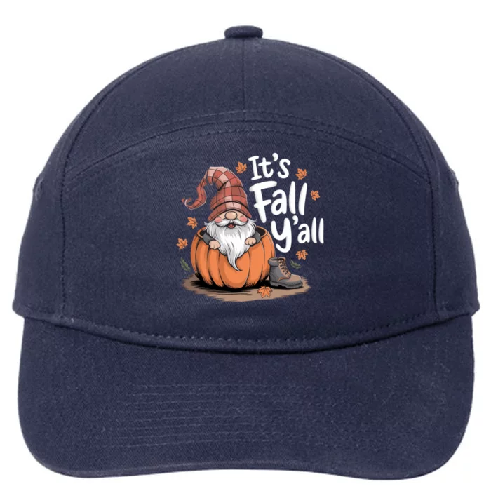 ItS Fall YAll Pumpkin Gnome Autumn Tree Hello Fall Gift 7-Panel Snapback Hat