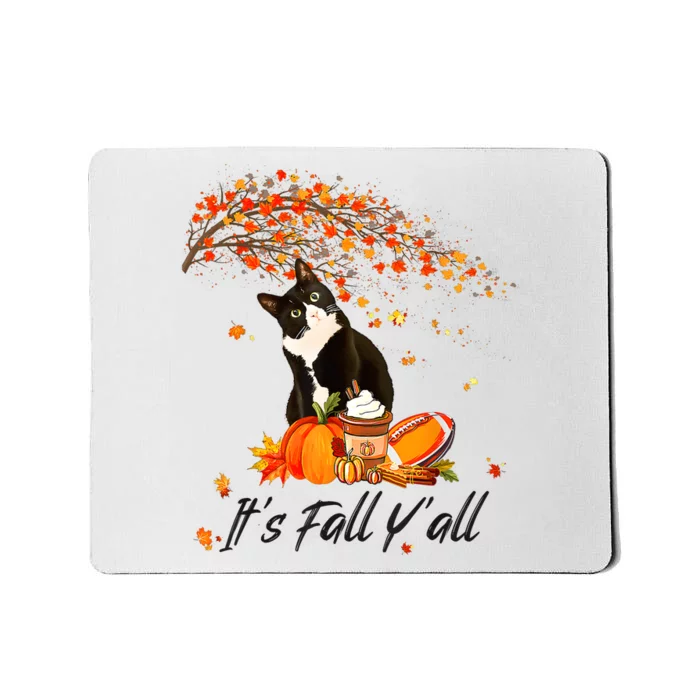 ItS Fall YAll Cute Black Cat Lovers Thanksgiving Halloween Mousepad