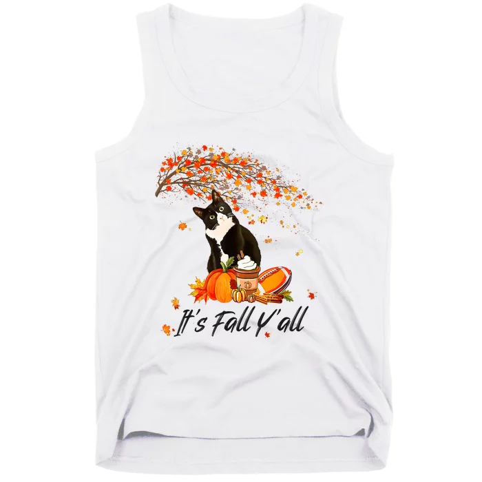 ItS Fall YAll Cute Black Cat Lovers Thanksgiving Halloween Tank Top