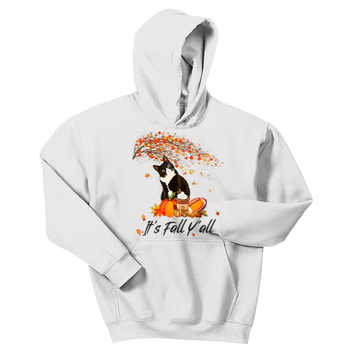 ItS Fall YAll Cute Black Cat Lovers Thanksgiving Halloween Kids Hoodie