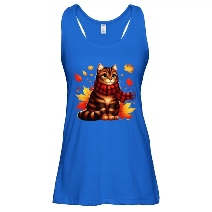 ItS Fall YAll Cat Leaf Fall Tree Hello Autumn Thanksgiving Ladies Essential Flowy Tank