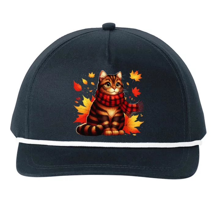 ItS Fall YAll Cat Leaf Fall Tree Hello Autumn Thanksgiving Snapback Five-Panel Rope Hat