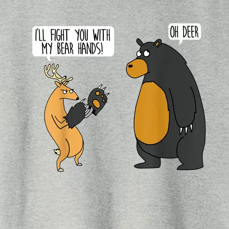 I'll Fight You With My Bear Hands Oh Deer Tee Funny Meme Women's Crop Top Tee