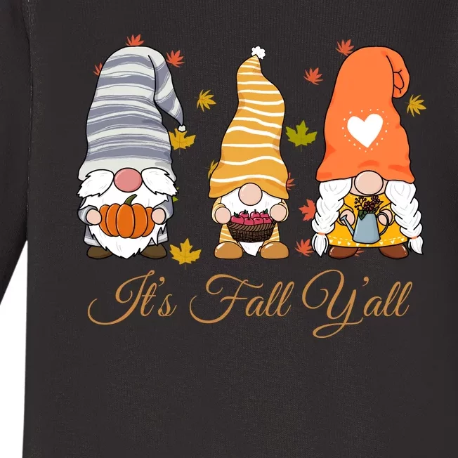 It's Fall Y'all Cute Gnomes Baby Long Sleeve Bodysuit