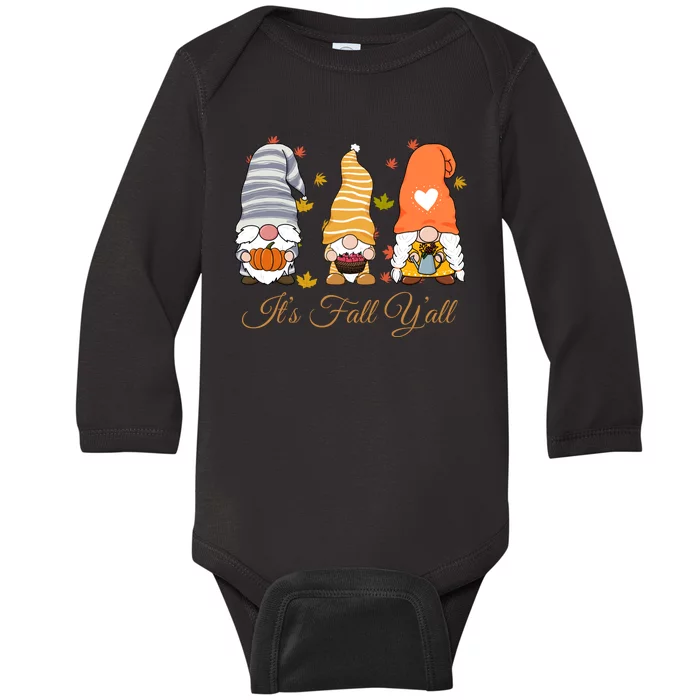 It's Fall Y'all Cute Gnomes Baby Long Sleeve Bodysuit