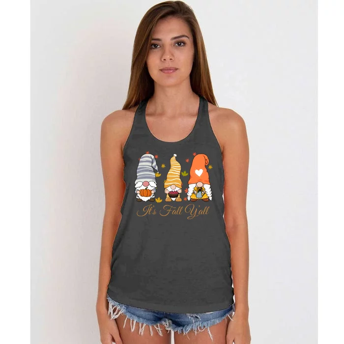 It's Fall Y'all Cute Gnomes Women's Knotted Racerback Tank