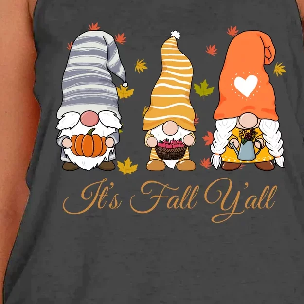 It's Fall Y'all Cute Gnomes Women's Knotted Racerback Tank