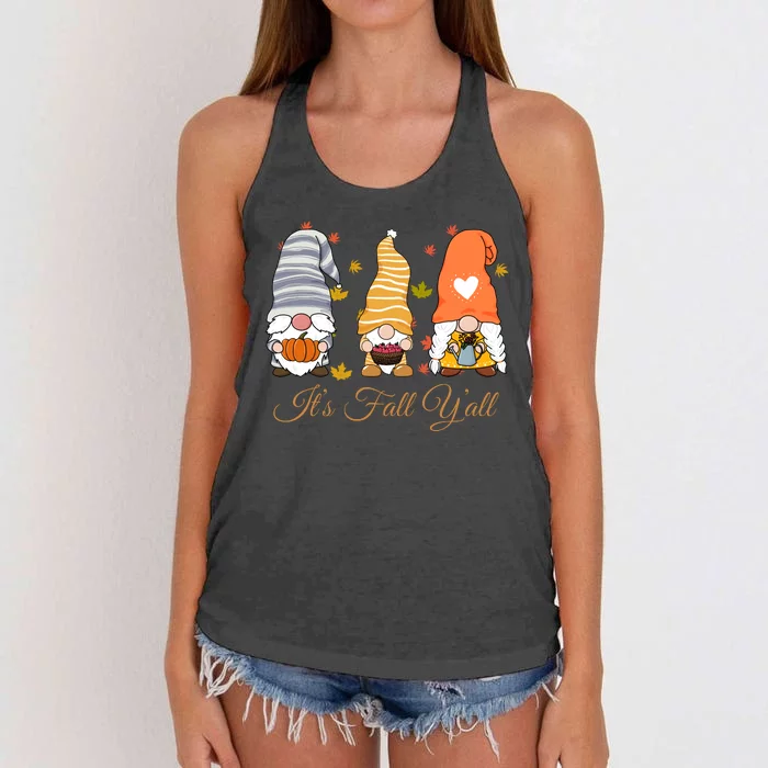 It's Fall Y'all Cute Gnomes Women's Knotted Racerback Tank