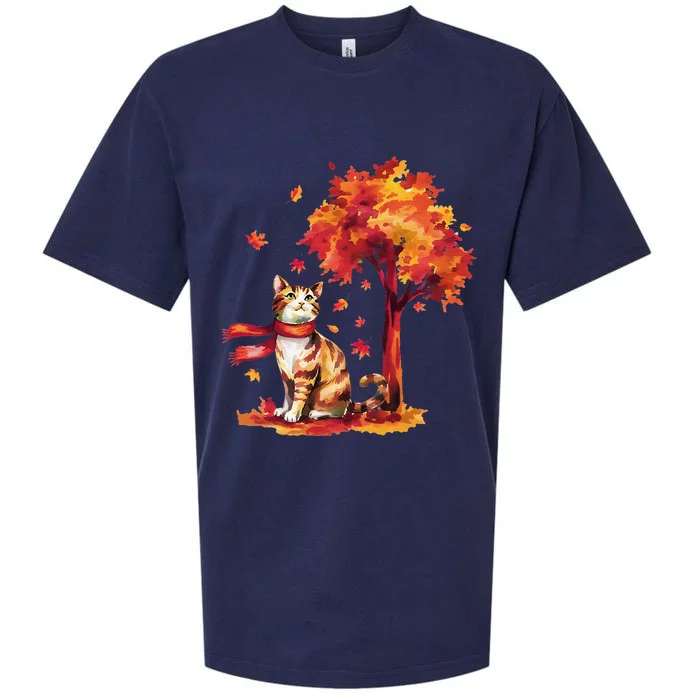 ItS Fall YAll Cat Leaf Fall Tree Hello Autumn Thanksgiving Sueded Cloud Jersey T-Shirt