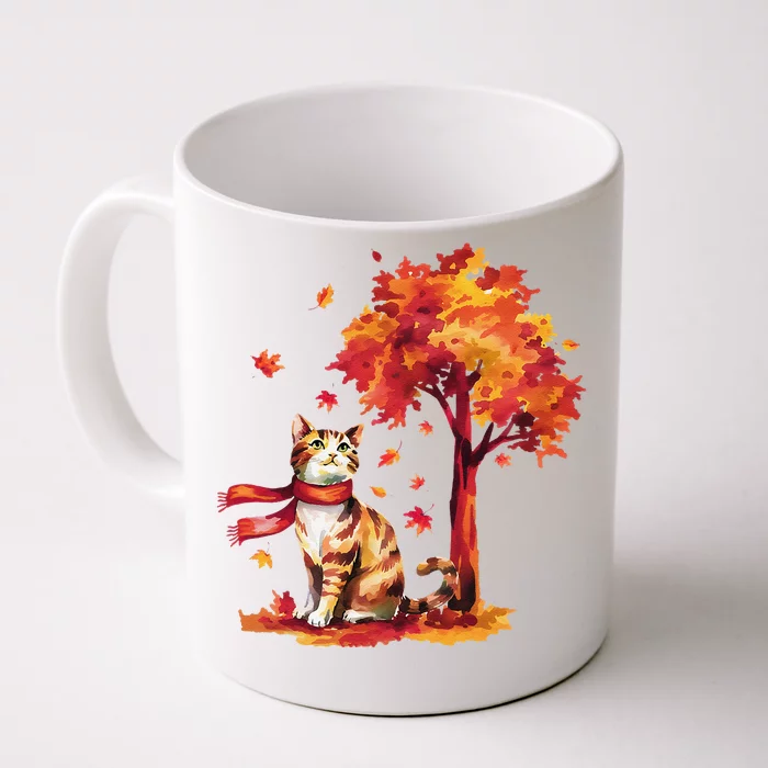 ItS Fall YAll Cat Leaf Fall Tree Hello Autumn Thanksgiving Front & Back Coffee Mug