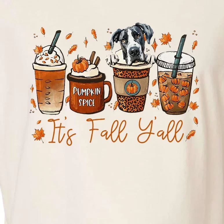 It’S Fall Y’All Great Dane Coffee Pumpkin Spice Latte Autumn Garment-Dyed Women's Muscle Tee