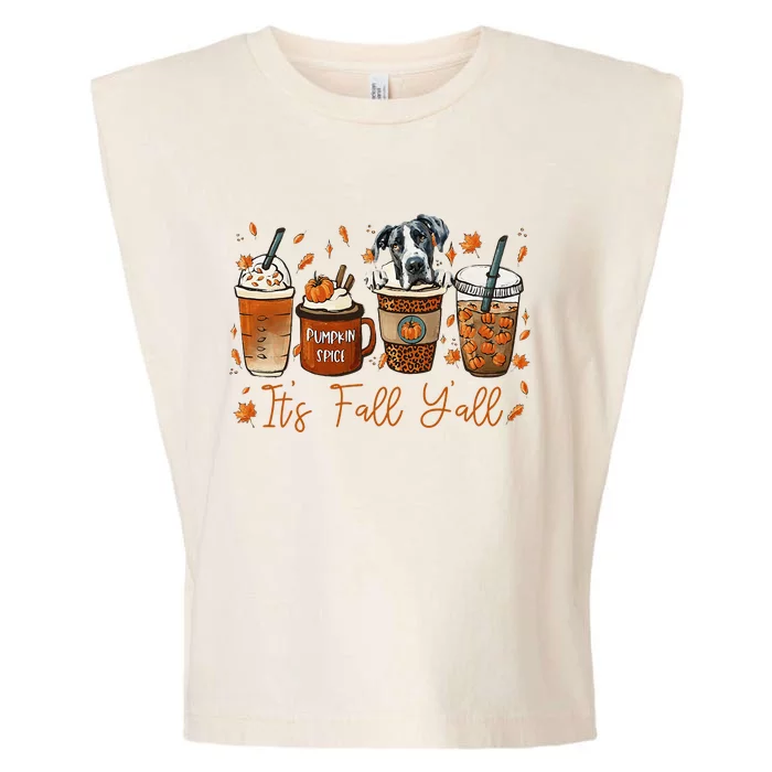 It’S Fall Y’All Great Dane Coffee Pumpkin Spice Latte Autumn Garment-Dyed Women's Muscle Tee