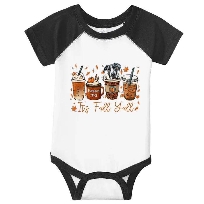 It’S Fall Y’All Great Dane Coffee Pumpkin Spice Latte Autumn Infant Baby Jersey Bodysuit