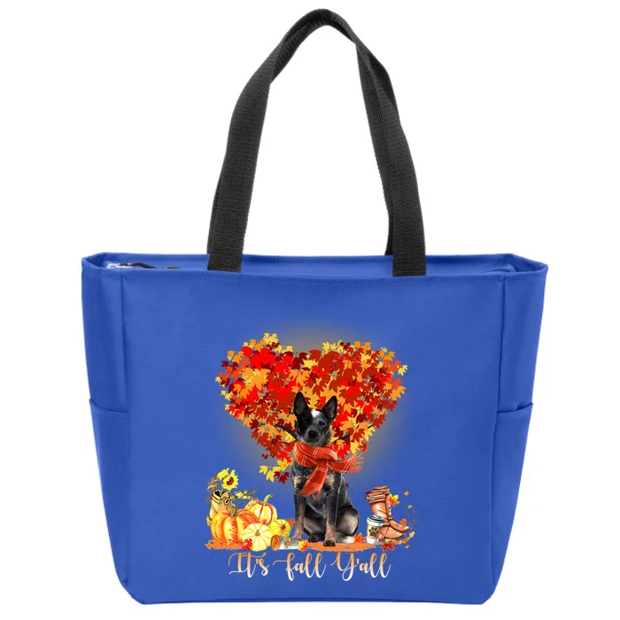 ItS Fall YAll Blue Heeler Dog Lovers Thanksgiving Gift Zip Tote Bag