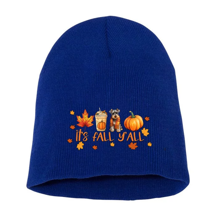 ItS Fall YAll Pumpkin Spice Latte Dog Miniature Schnauzer Gift Short Acrylic Beanie