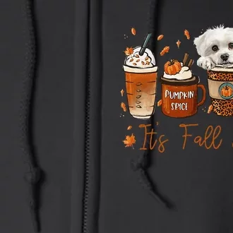 Its Fall Y’All Maltese Dog Coffee Pumpkin Spice Latte Autumn Full Zip Hoodie