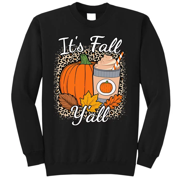 Its Fall YAll Leopard Print Pumpkin Autumn Women Tall Sweatshirt