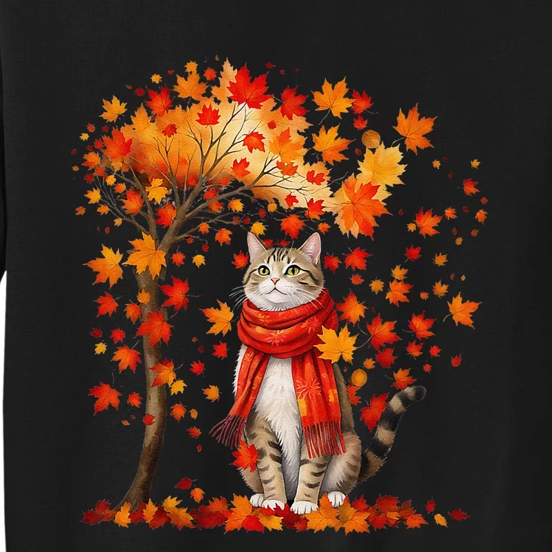 ItS Fall YAll Cat Leaf Fall Tree Hello Autumn Thanksgiving Tall Sweatshirt