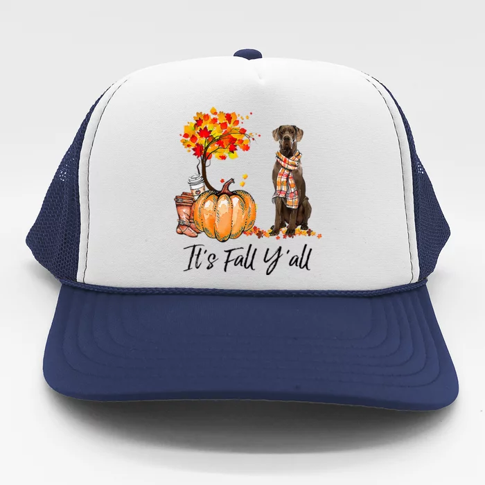 It's Fall Y'all Great Dane Dog Lovers Thanksgiving Halloween Trucker Hat