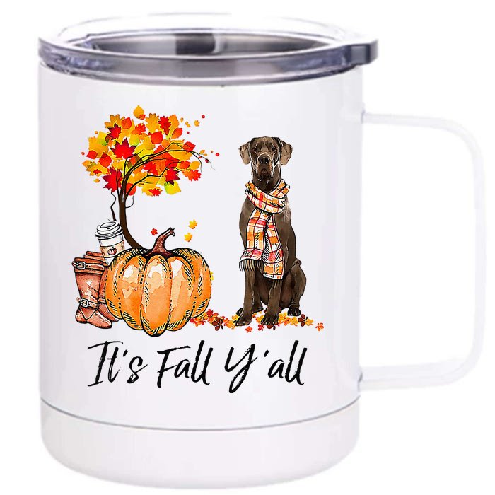 It's Fall Y'all Great Dane Dog Lovers Thanksgiving Halloween Front & Back 12oz Stainless Steel Tumbler Cup