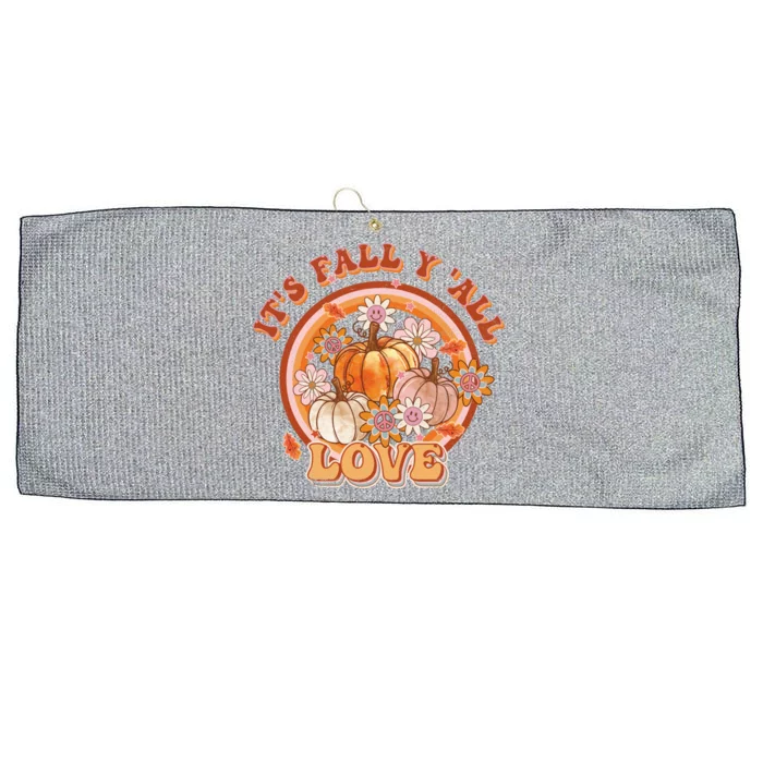 It's Fall Y'all Retro Pumpkin Love Fall Vibes Retro Flora Large Microfiber Waffle Golf Towel