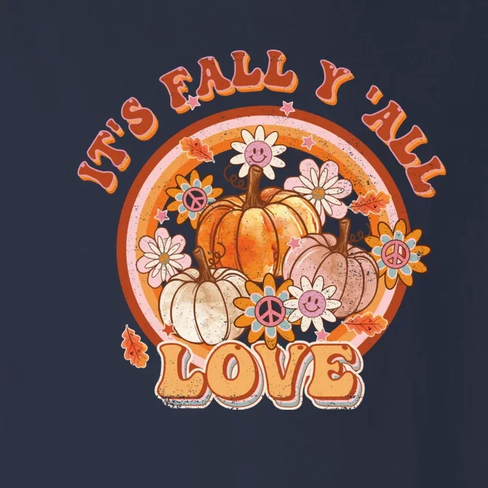 It's Fall Y'all Retro Pumpkin Love Fall Vibes Retro Flora Toddler Long Sleeve Shirt