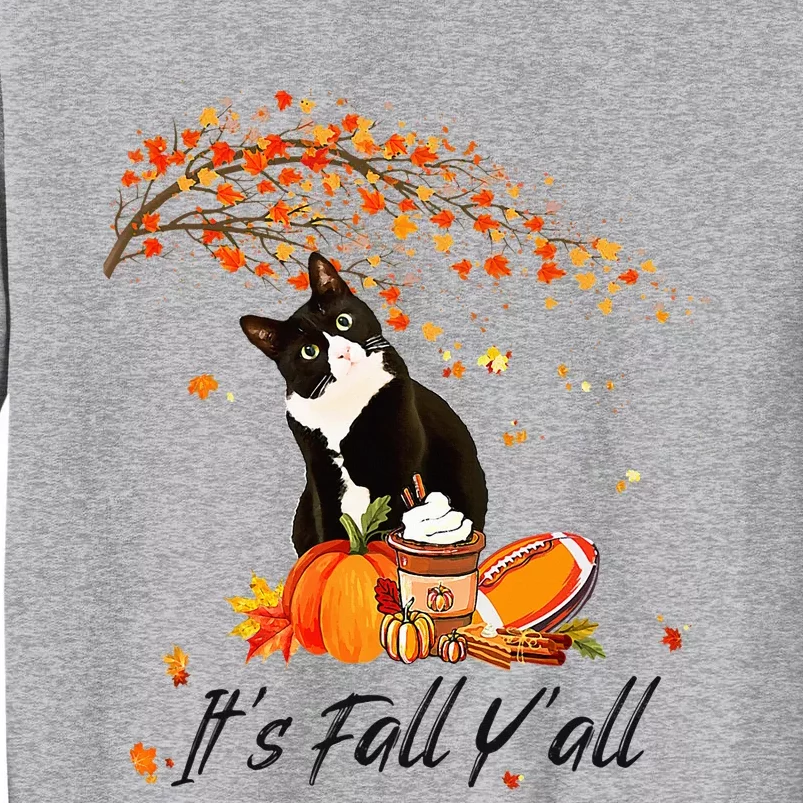 Its Fall Yall Cute Black Cat Lovers Thanksgiving Halloween Tall Sweatshirt