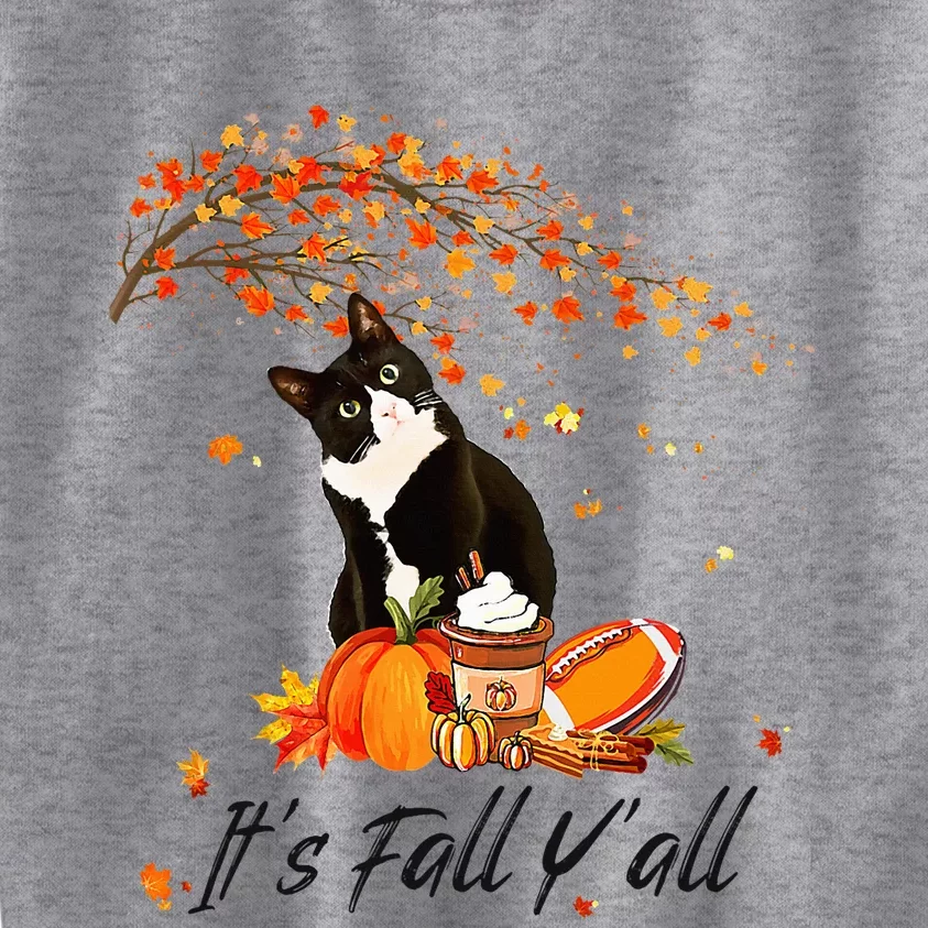 Its Fall Yall Cute Black Cat Lovers Thanksgiving Halloween Kids Sweatshirt