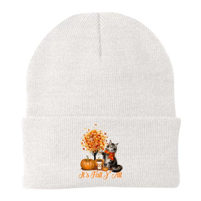 ItS Fall YAll Maine Coon Cat Halloween Hanksgiving Gift Knit Cap Winter Beanie