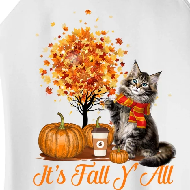 ItS Fall YAll Maine Coon Cat Halloween Hanksgiving Gift Women’s Perfect Tri Rocker Tank