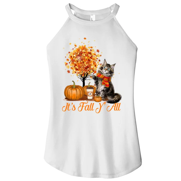 ItS Fall YAll Maine Coon Cat Halloween Hanksgiving Gift Women’s Perfect Tri Rocker Tank