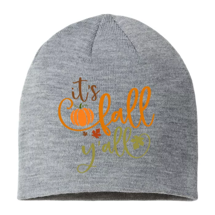 It's Fall Y'all Pumpkin Spice Retro Autumn Thanksgiving 8 1/2in Sustainable Knit Beanie