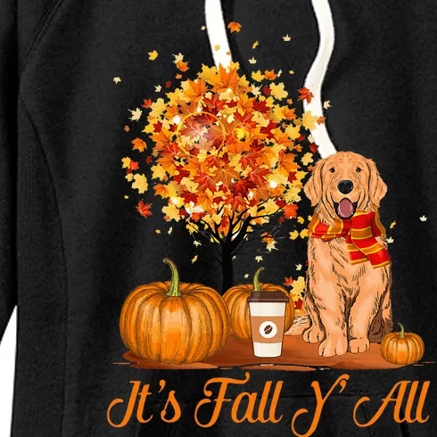 It's Fall Y'All Golden Retrievers Dog Halloween Thanksgiving Women's Fleece Hoodie