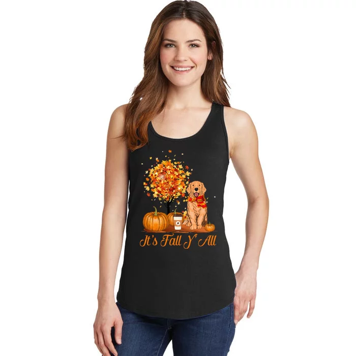 It's Fall Y'All Golden Retrievers Dog Halloween Thanksgiving Ladies Essential Tank