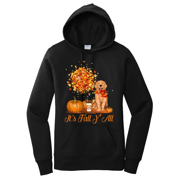 It's Fall Y'All Golden Retrievers Dog Halloween Thanksgiving Women's Pullover Hoodie