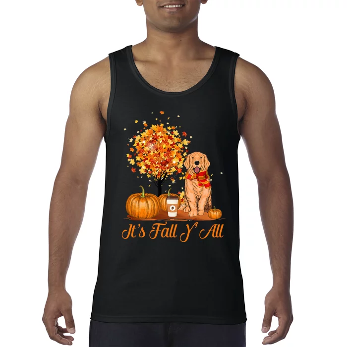 It's Fall Y'All Golden Retrievers Dog Halloween Thanksgiving Tank Top