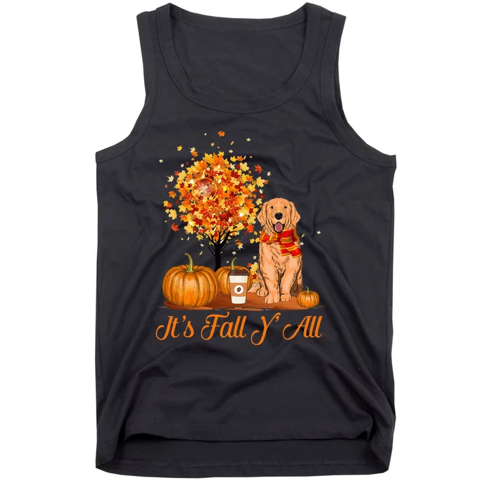 It's Fall Y'All Golden Retrievers Dog Halloween Thanksgiving Tank Top