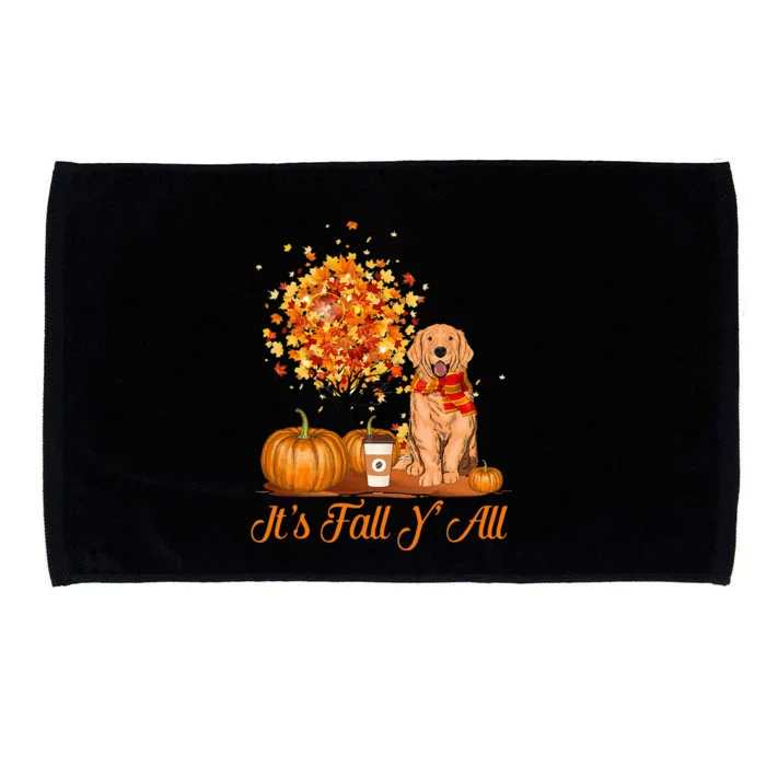 It's Fall Y'All Golden Retrievers Dog Halloween Thanksgiving Microfiber Hand Towel