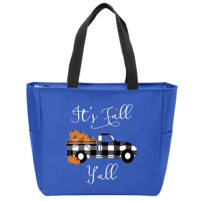 ItS Fall YAll Pumpkin Plaid Truck Thanksgiving Gift Zip Tote Bag